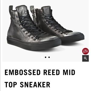 John Varvatos Reed metallic gray sneaker Sz 9.5